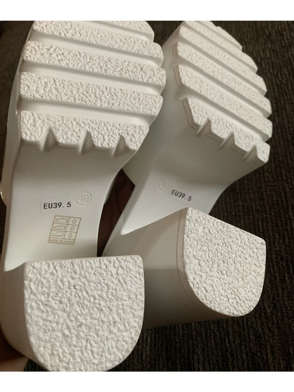 White Platform Chunky Heel Slide Sandals